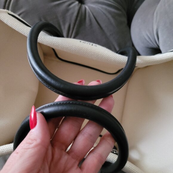 CELINE White Canvas And Black Leather trim Phantom Medium Tote Bag. - Picture 4 of 16